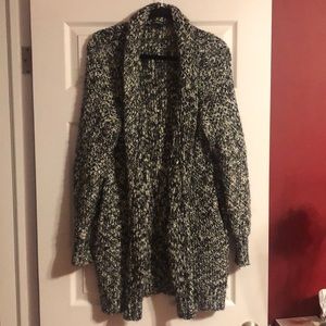 Express black/white long wool sweater